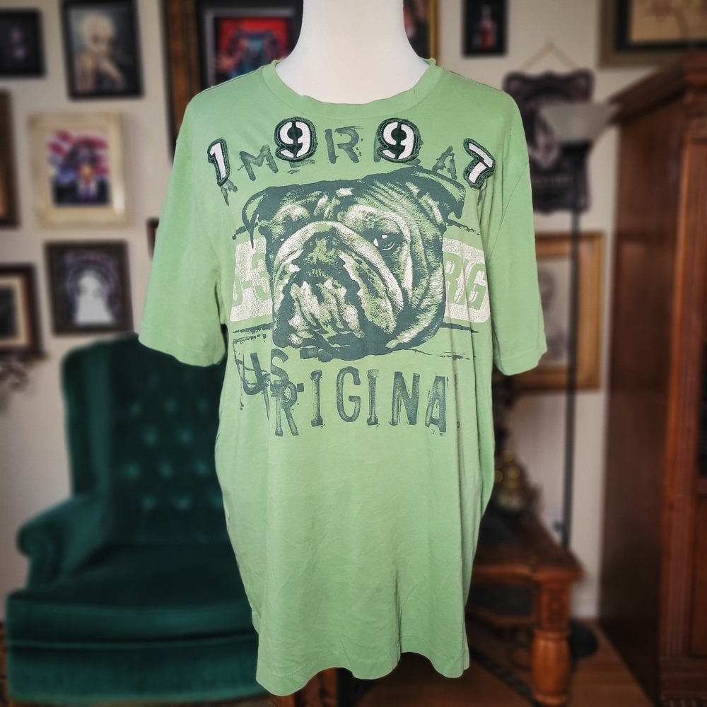 Bulldog Graphic T Shirt Vintage 90s 1997 Green Distressed Streetwear Mens XL Tee - Picture 3 of 8